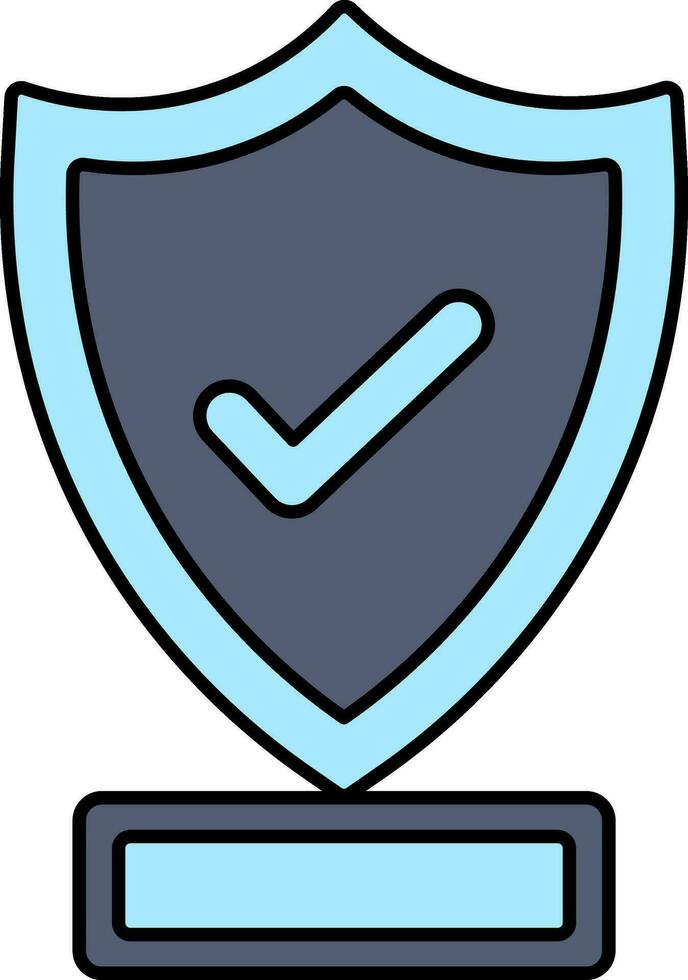 Approve Shield Trophy Icon In Blue Color. vector