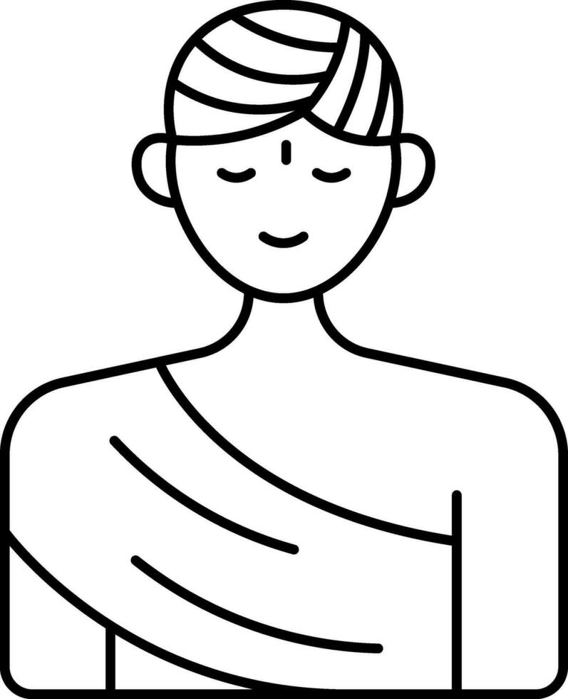 Isolated Indian Man Icon In Line Art. vector