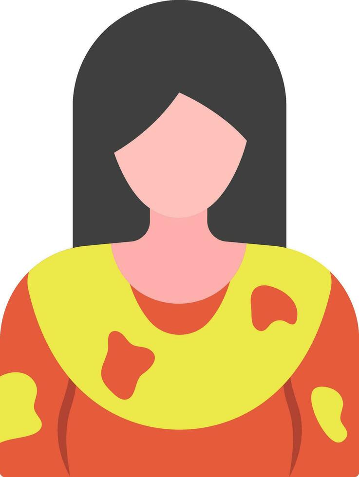 Faceless Young Woman Holi Played Icon In Red And Yellow Color. vector