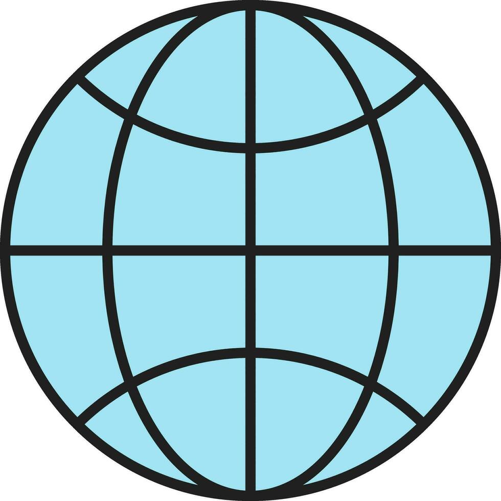 Blue Globe Icon In Flat Style. vector