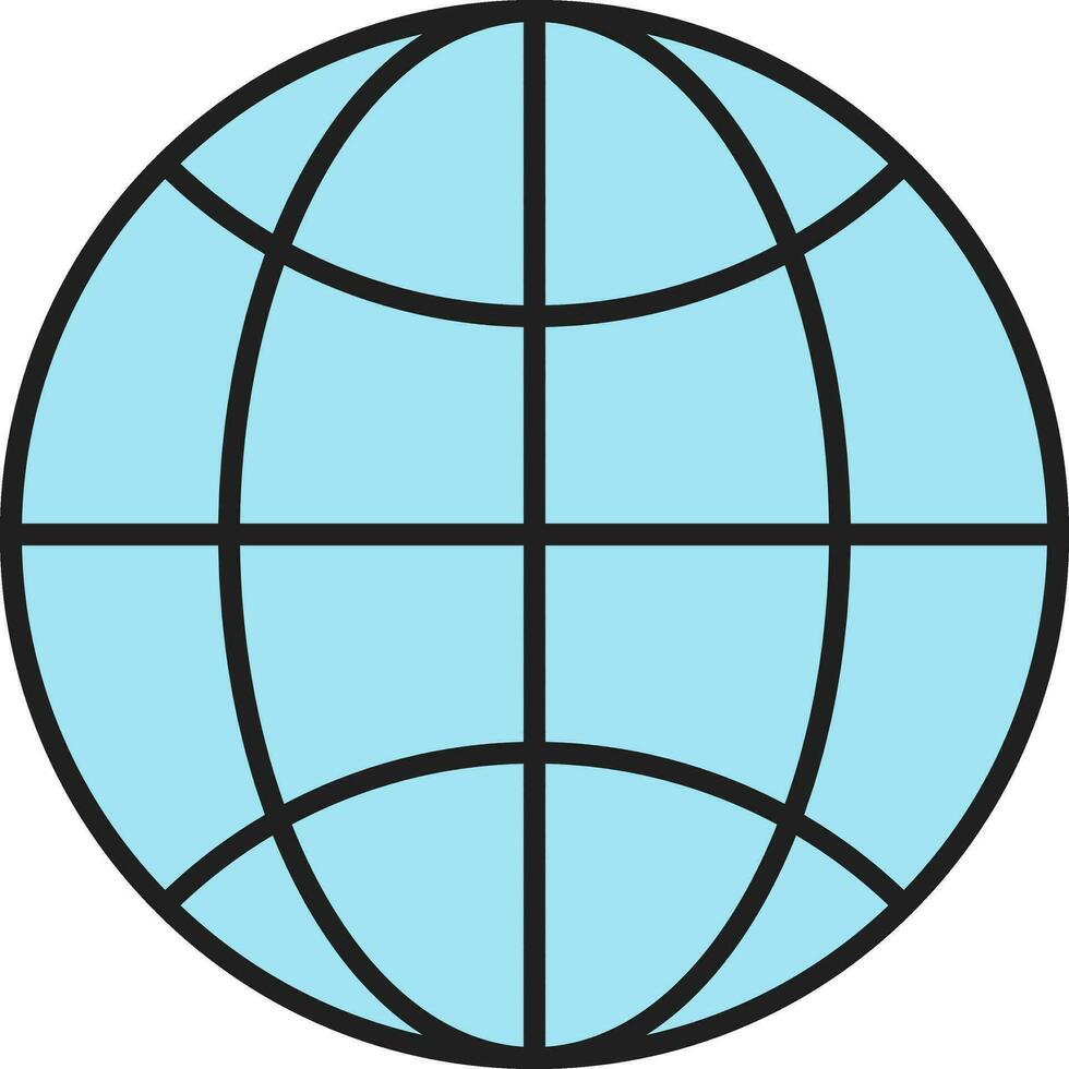 Blue Globe Icon In Flat Style. vector