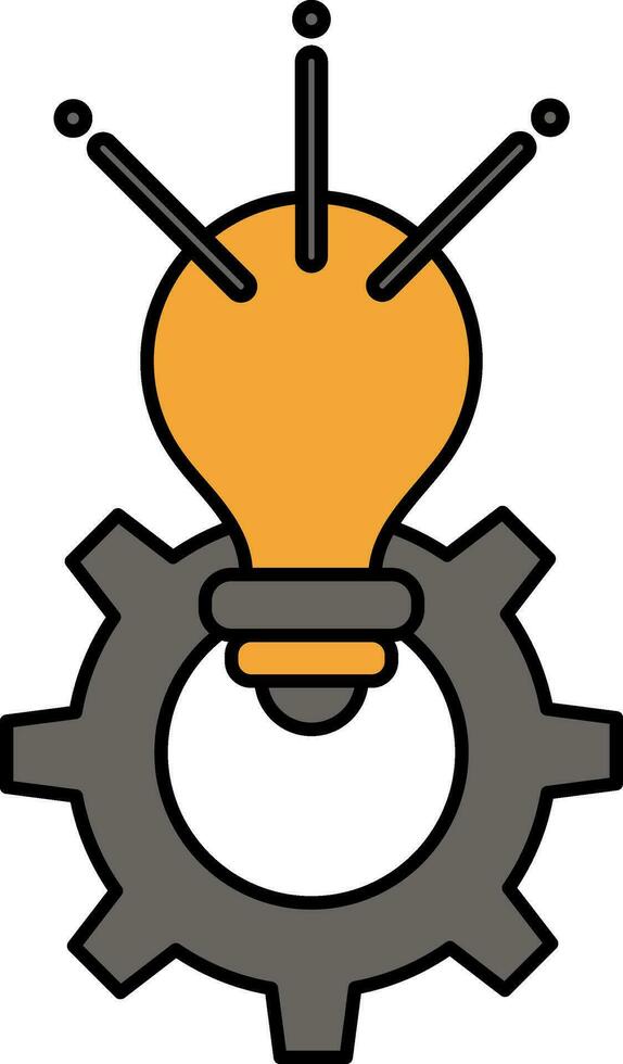 Cogwheel And Illuminated Bulb Icon In Gray And Orange Color. vector