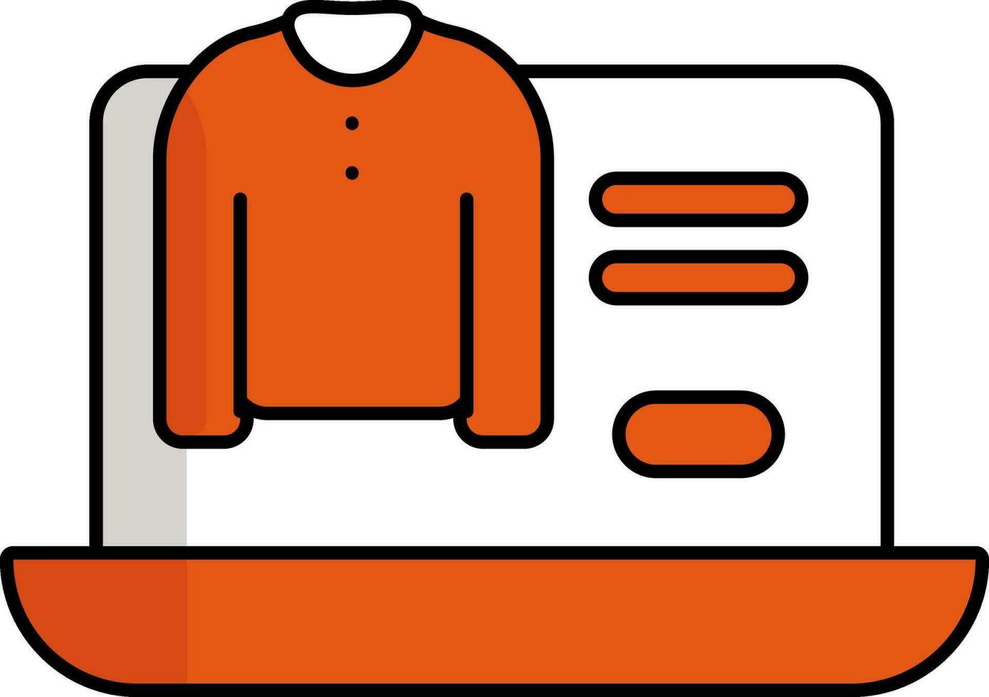 T-Shirt In Laptop Screen Orange And White Icon. vector