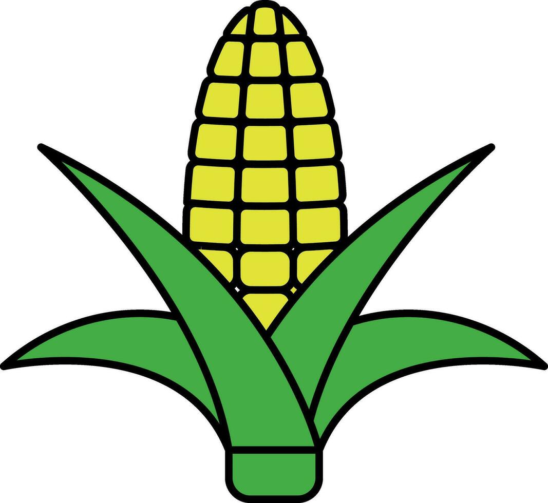 Flat Illustration Of Corn Yellow And Green Icon. vector