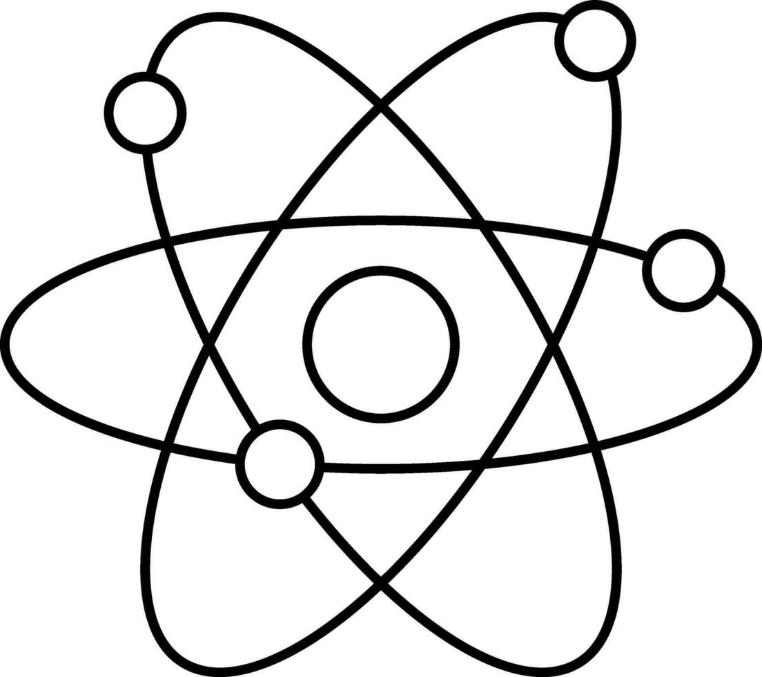 Atomic Structure Icon In Thin Line Art. vector