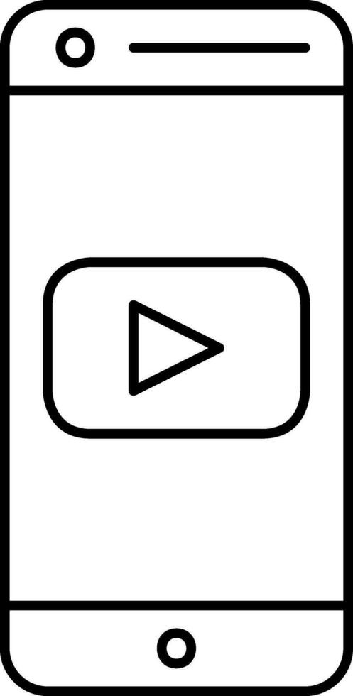 Linear Style Play Button In Smartphone Icon. vector