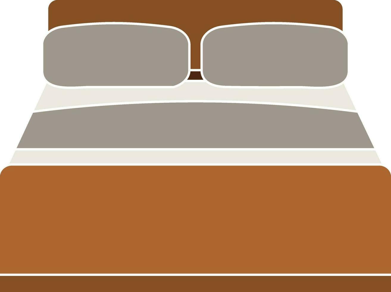 Double Bed Icon Or Symbol In Gray And Brown Color. vector
