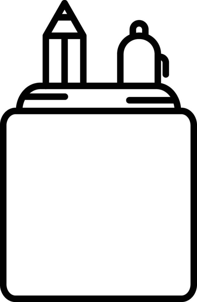 Black Linear Style Pen Holder Icon. vector