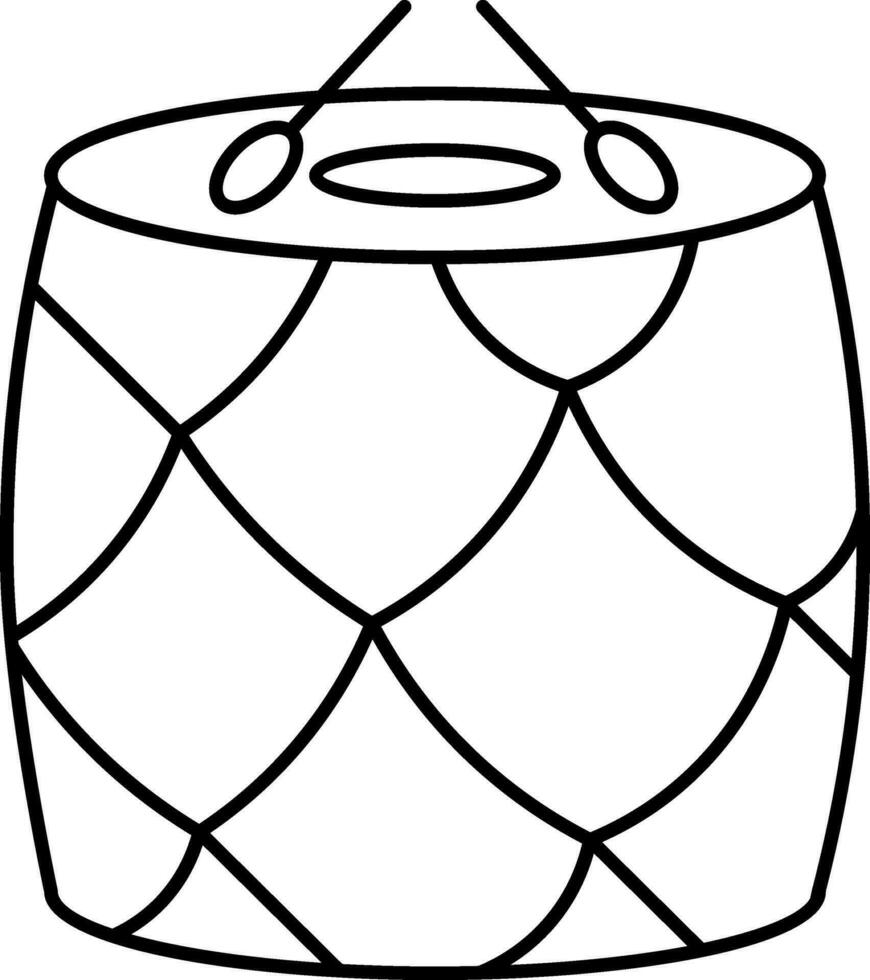 Drum With Sticks Black Thin Line Art Icon. vector