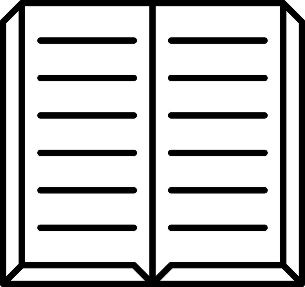 Open Book Icon In Black Line Art. vector