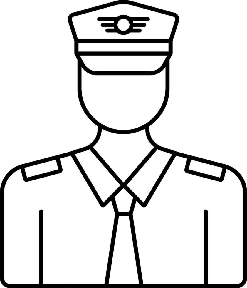 Pilot Icon In Black Line Art. vector