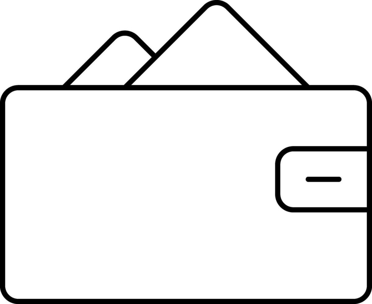 Wallet Icon In Black Line Art. vector