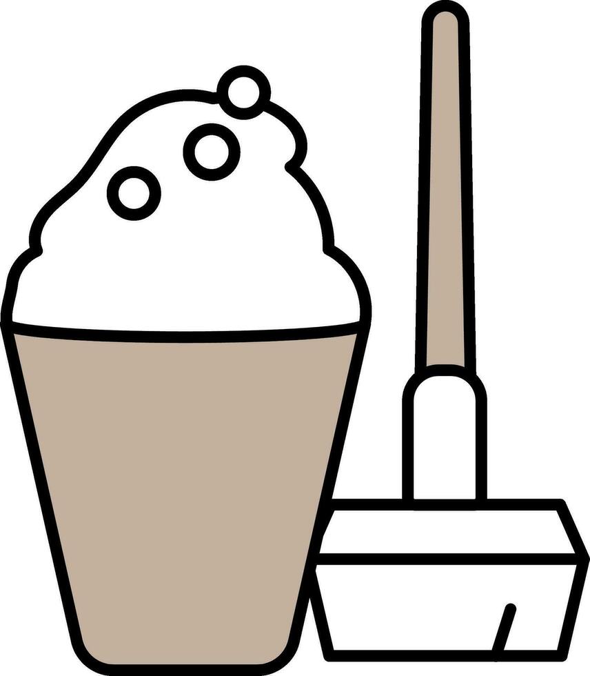 Soap Bucket With Broom Grey And White Color. 24973720 Vector Art at