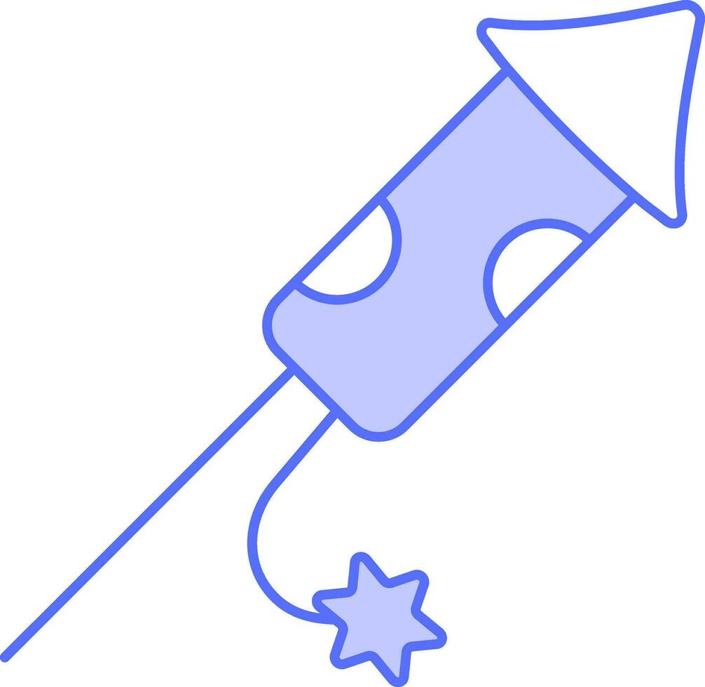 Burning Fireworks Rocket Icon In Blue And White Color. vector
