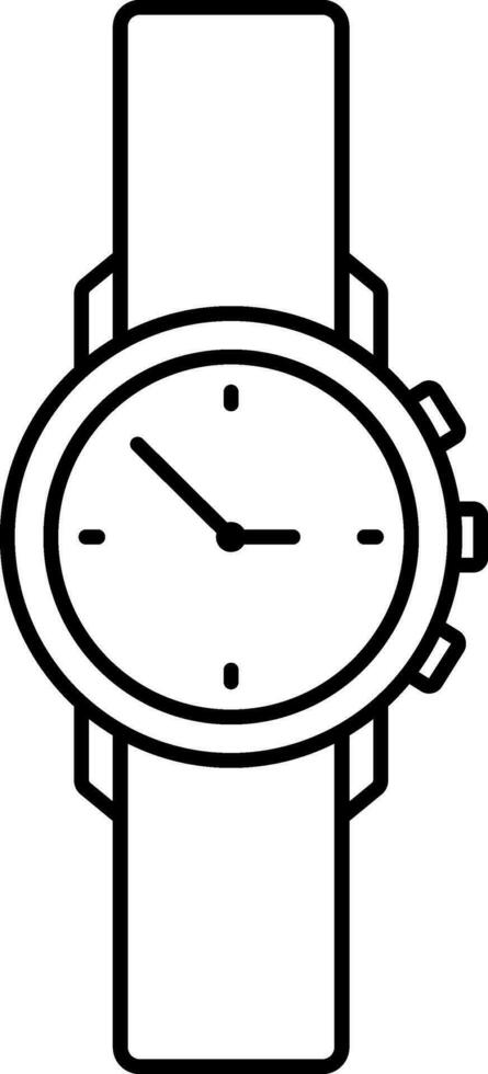 negro contorno ilustración de reloj de pulsera plano icono. vector