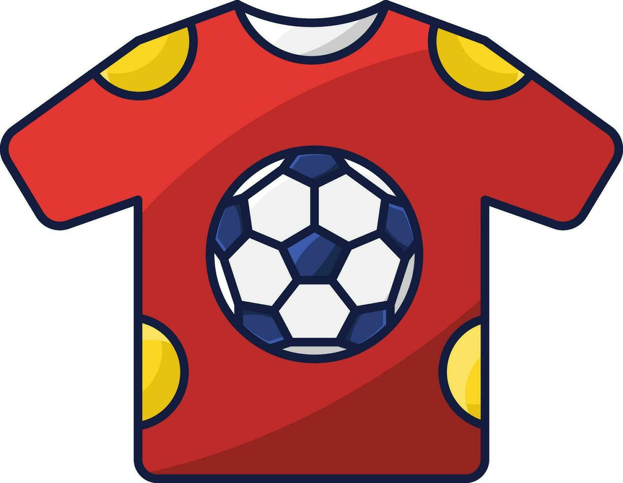 fútbol pelota impresión camiseta vistoso icono. vector