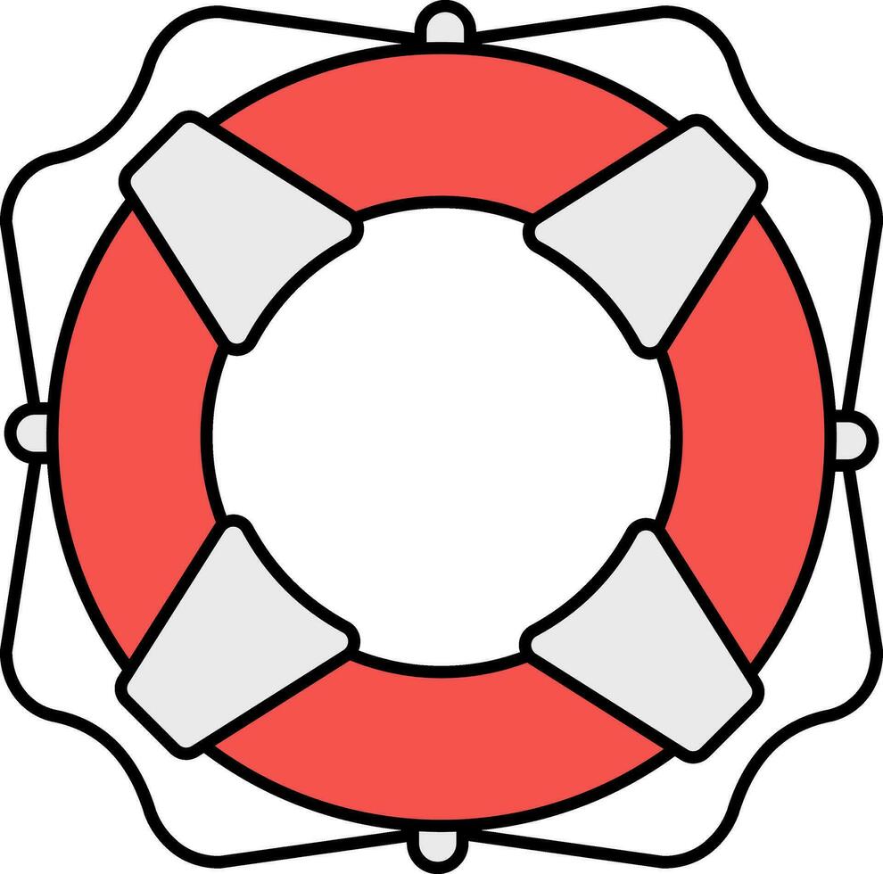 Lifebuoy Icon In Gray And Red Color. vector