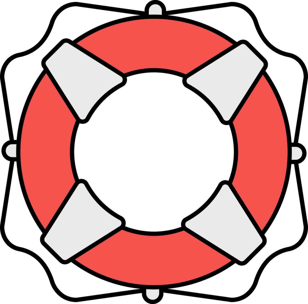 Lifebuoy Icon In Gray And Red Color. vector