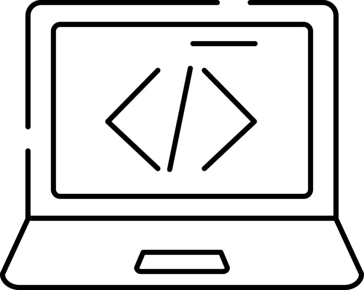 Vector Illustration Of Web Coding In Laptop.