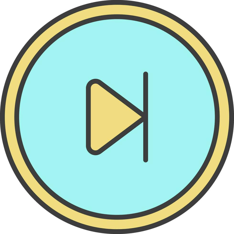 Forward Play Button Icon In Turquoise And Yellow Color. vector