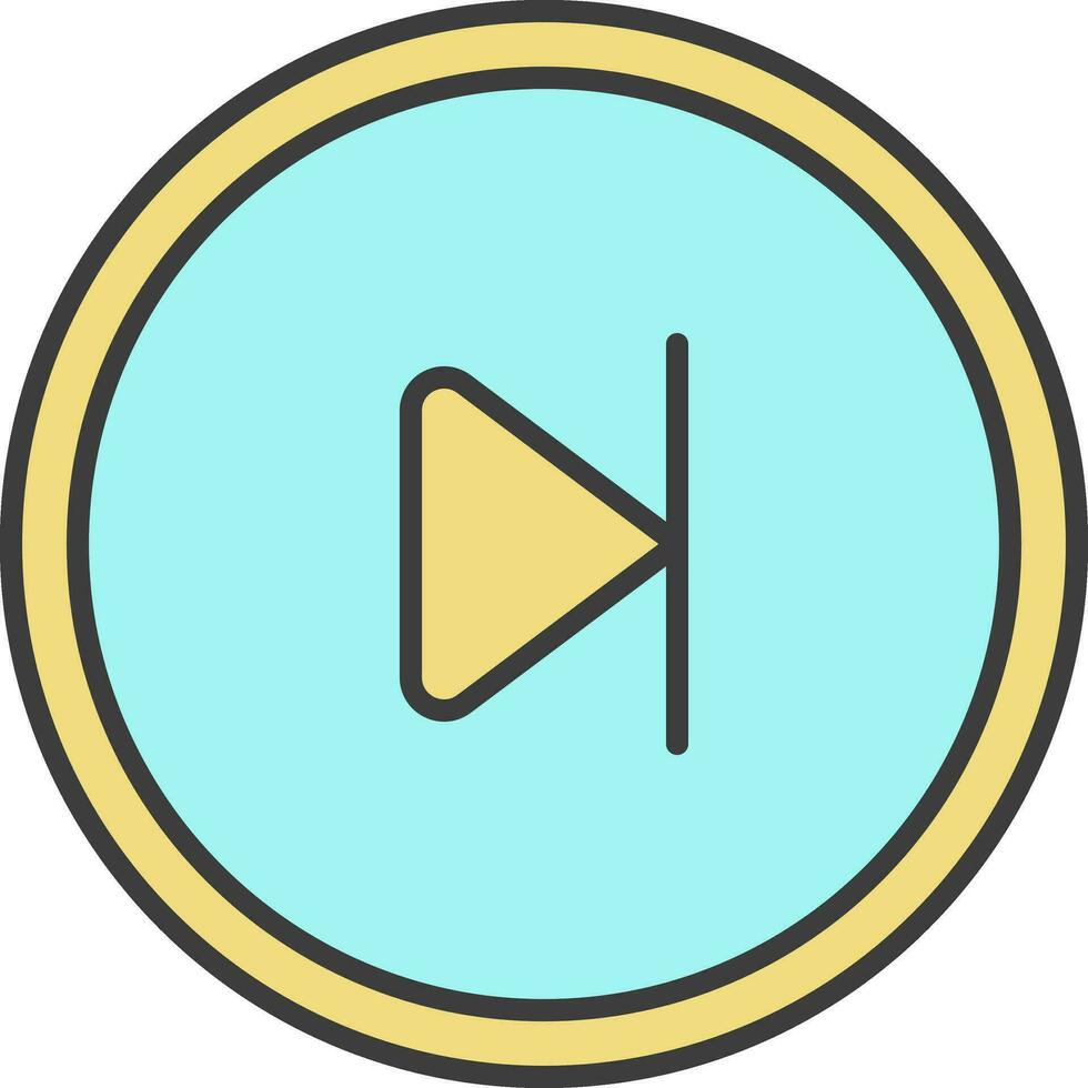 Forward Play Button Icon In Turquoise And Yellow Color. vector