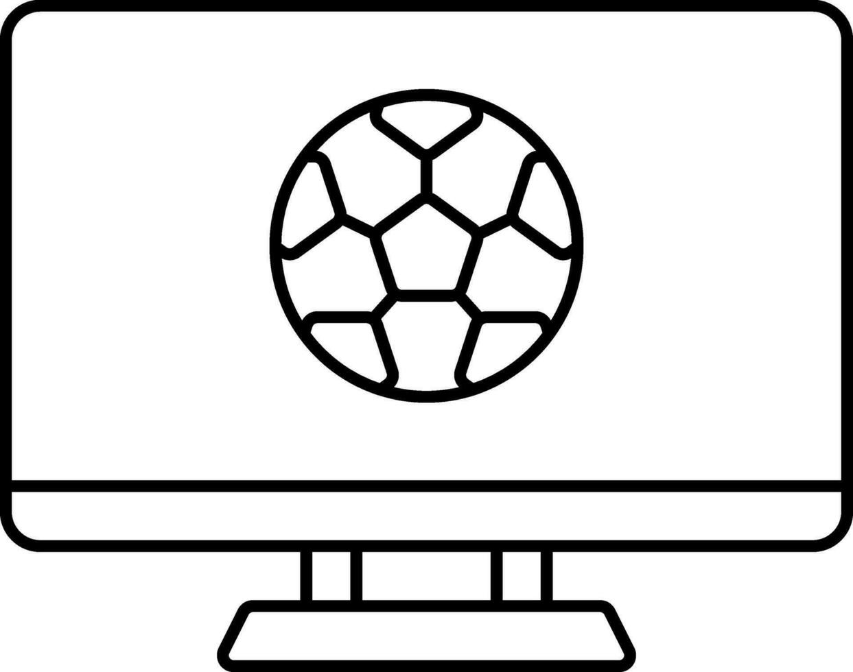 Football With Monitor Icon in Black Line Art. vector