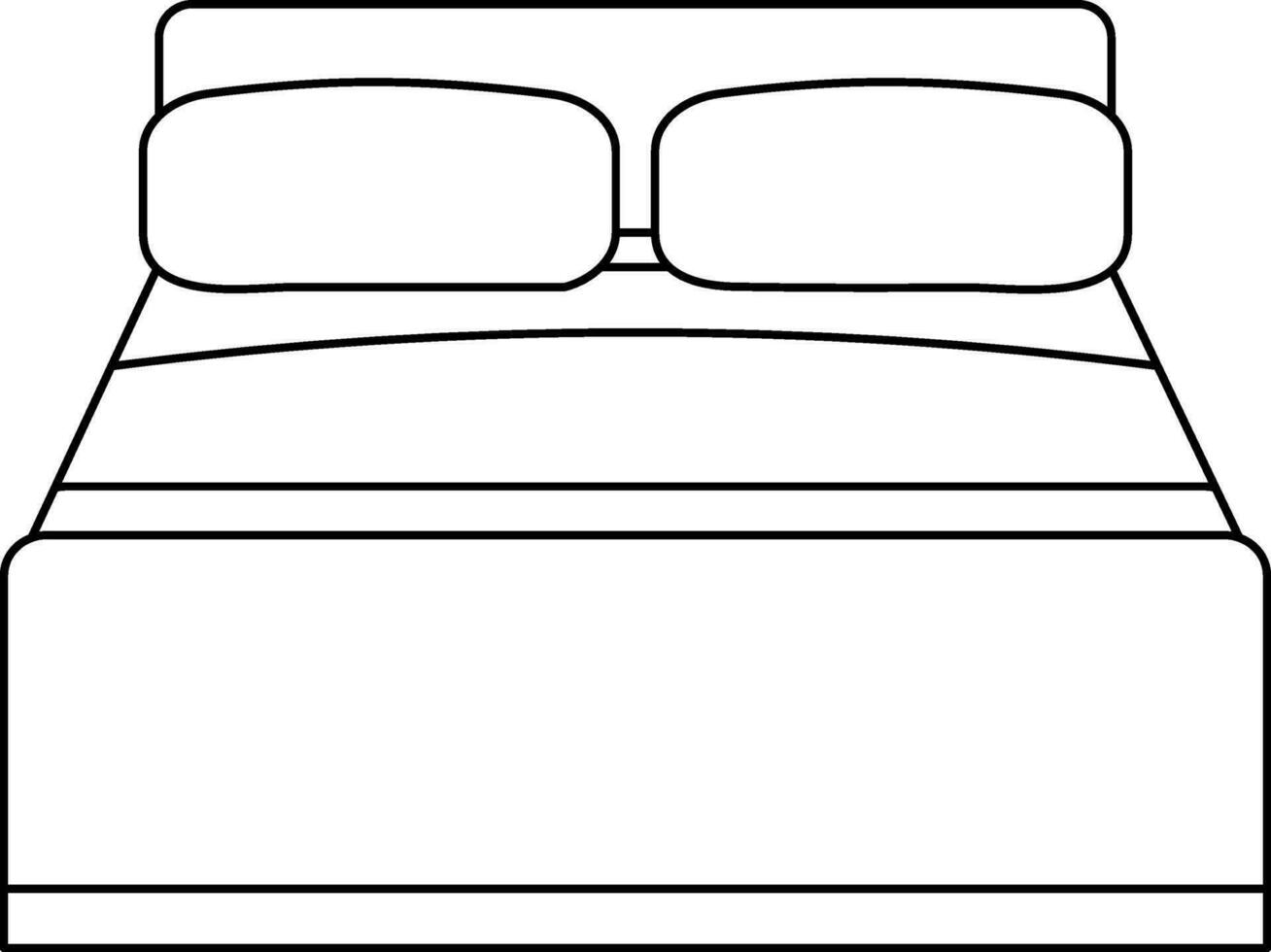 Black Outline Double Bed Icon Or Symbol. vector