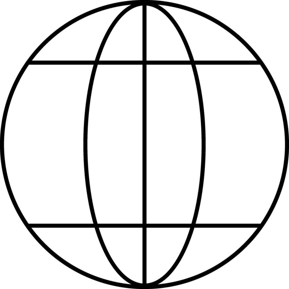 Black Line Art Illustration Of Globe Icon. vector