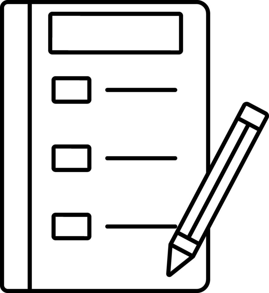Survey Or Optional List With Pencil Icon In Line Art. vector