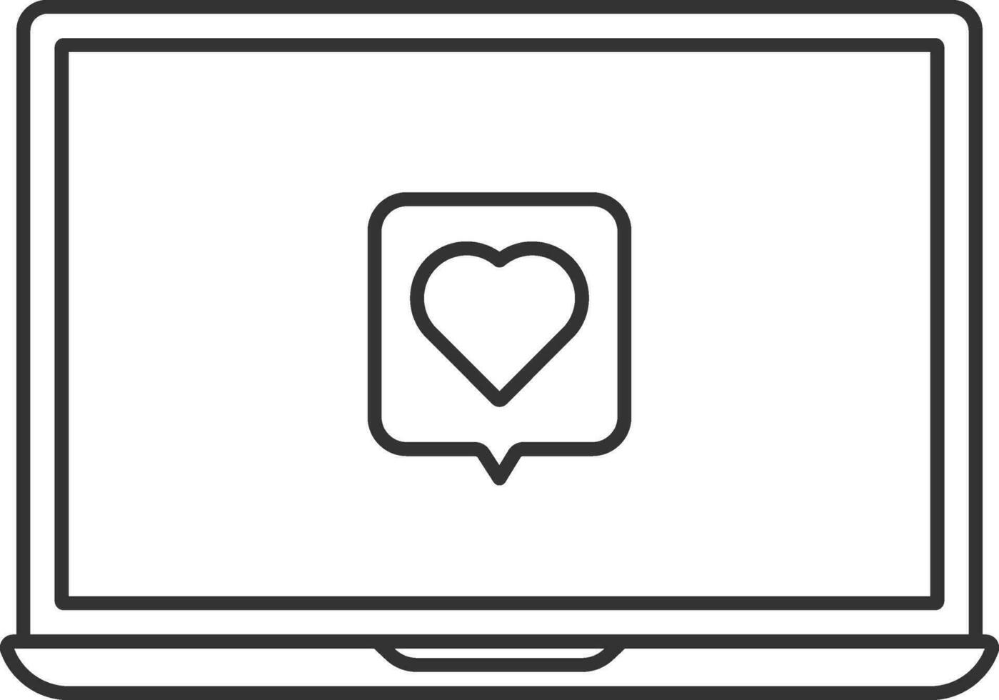 Love Or Favorite Message In Laptop Icon. vector