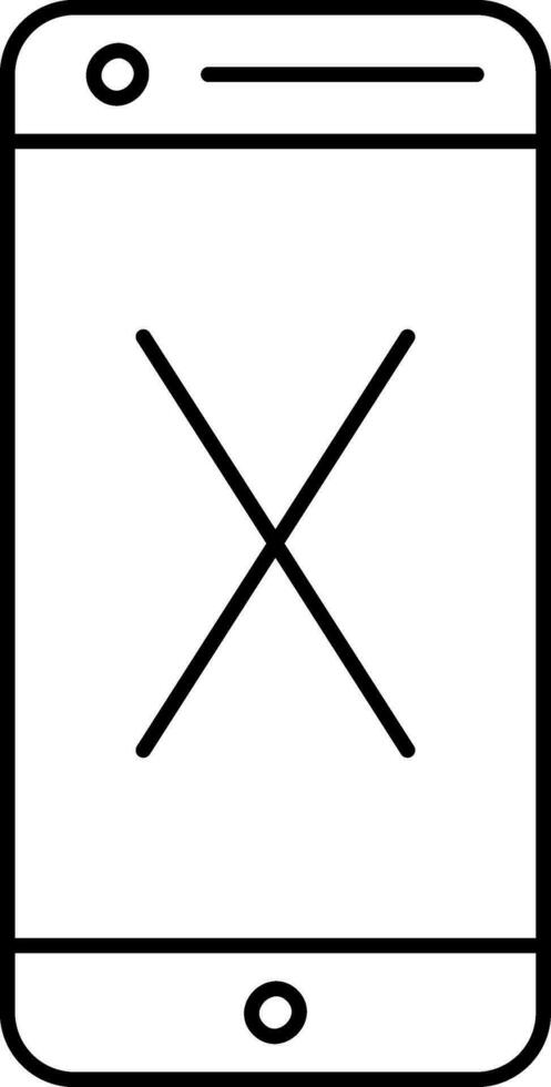Linear Style Cross Mark In Smartphone Icon. vector