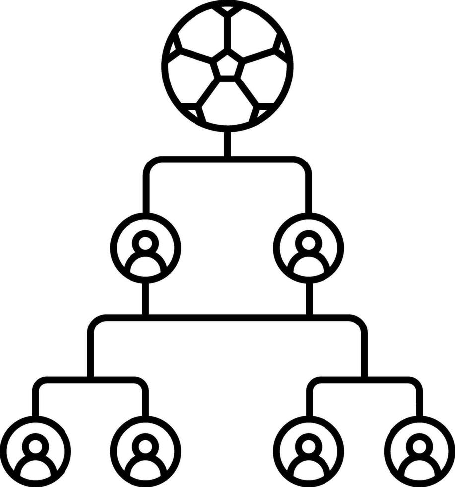 Hierarchical Approach Football Team Diagram Line Art. vector