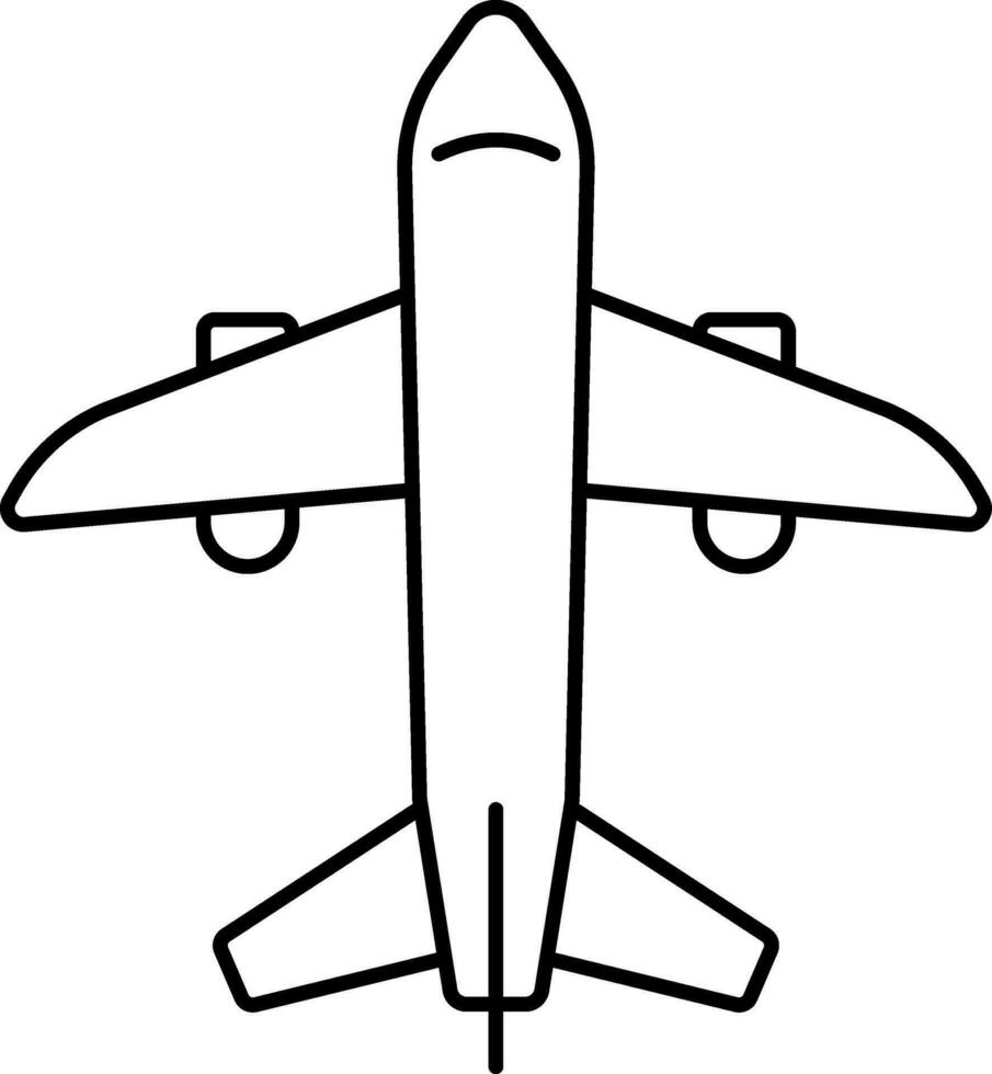 Airplane Icon In Black Line Art. vector