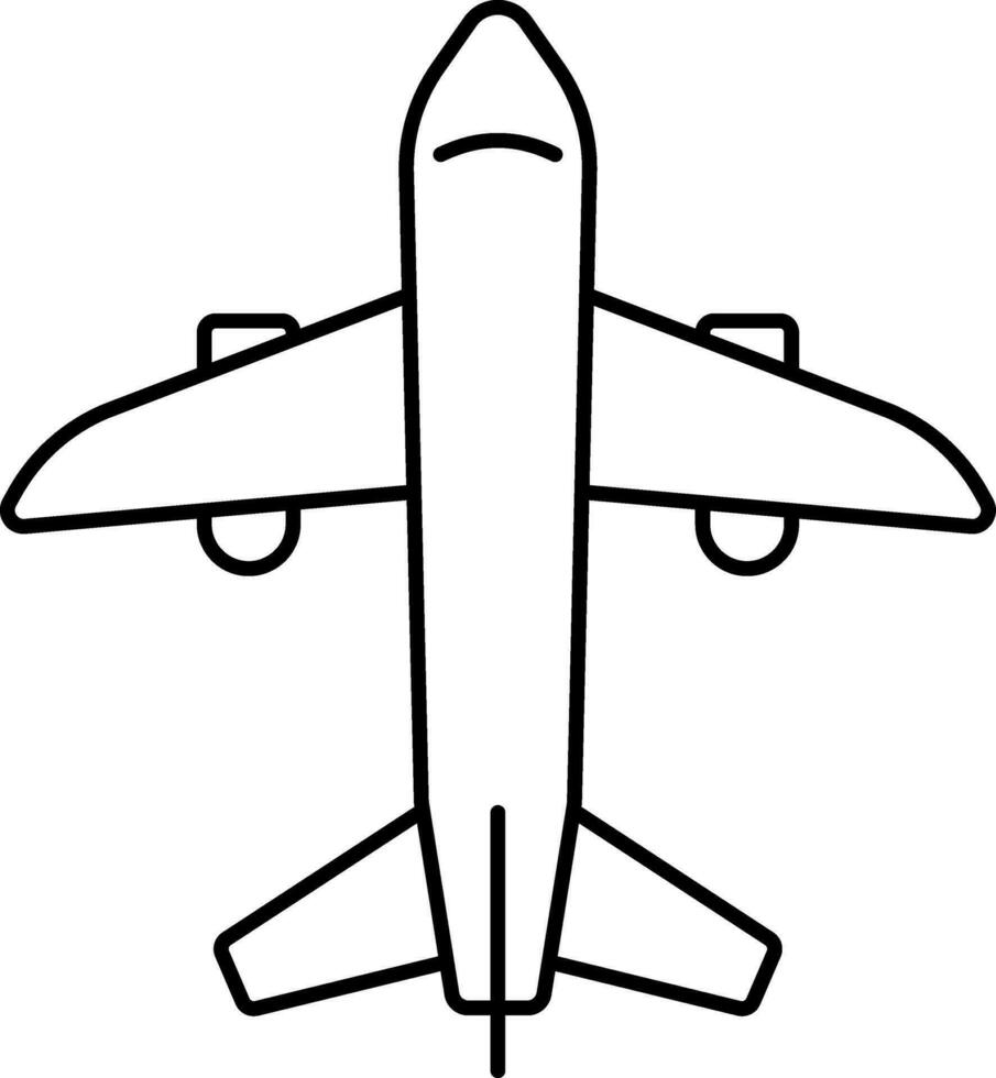 Airplane Icon In Black Line Art. vector