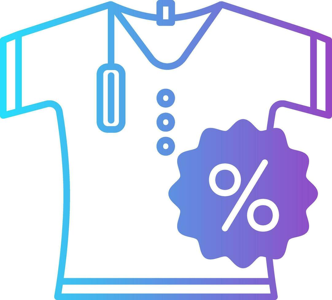 T-Shirt And Percentage Tag Icon In Flat Style. vector