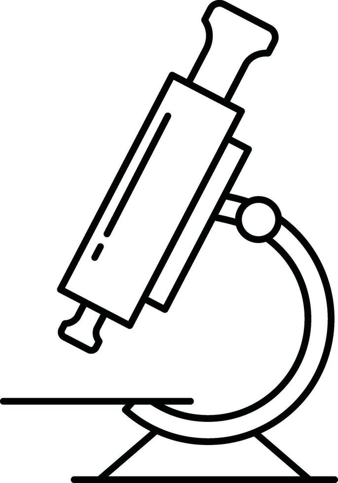 Microscope Icon In Black Outline. vector