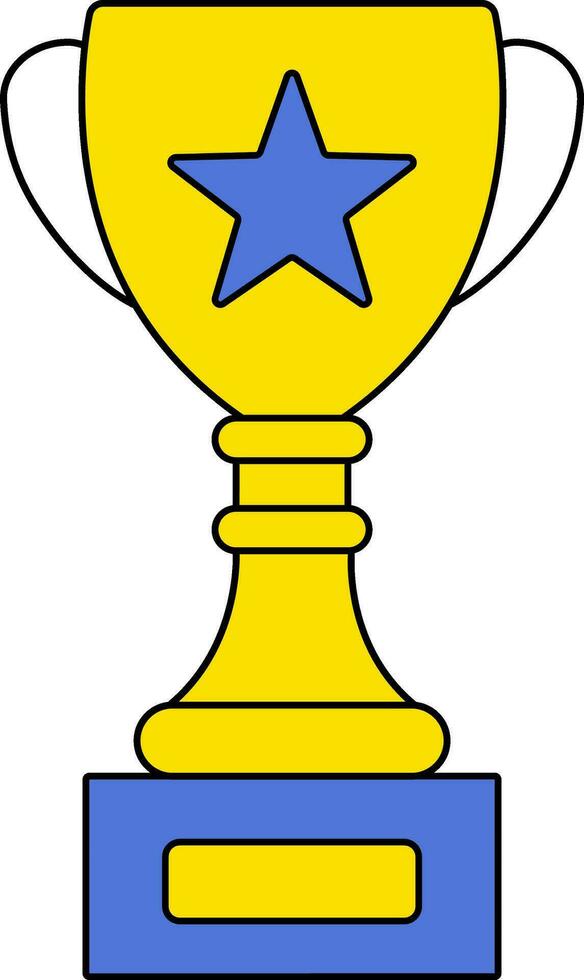Illustration Of Trophy Icon In Blue And Yellow Color. vector