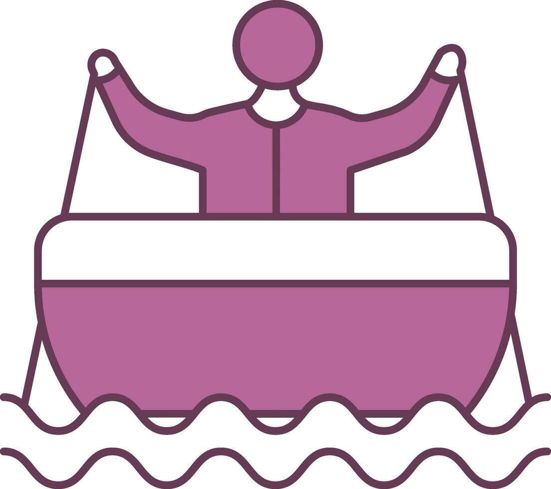 Man Rowing Boat Icon In Purple And White Color. vector