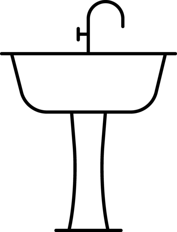 Black Outline Sink Icon in Flat Style. vector