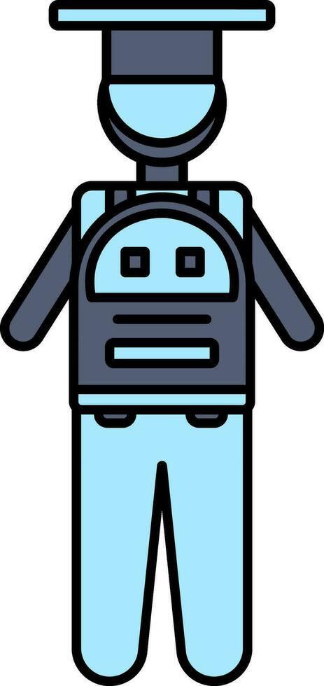 Graduate Student With Backpack Icon In Flat Style. vector
