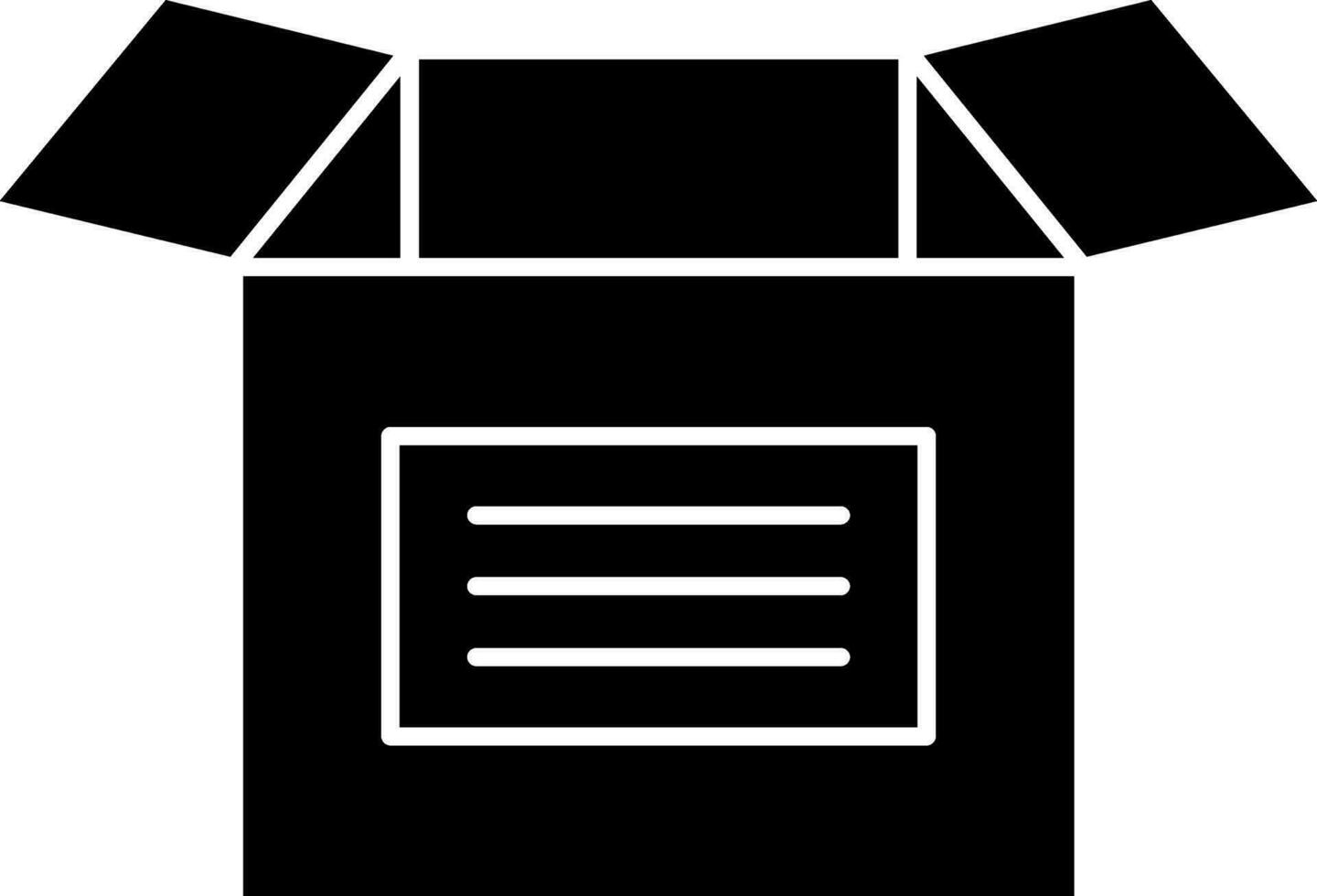 Black and White Color Open Box Icon In Flat Style. vector