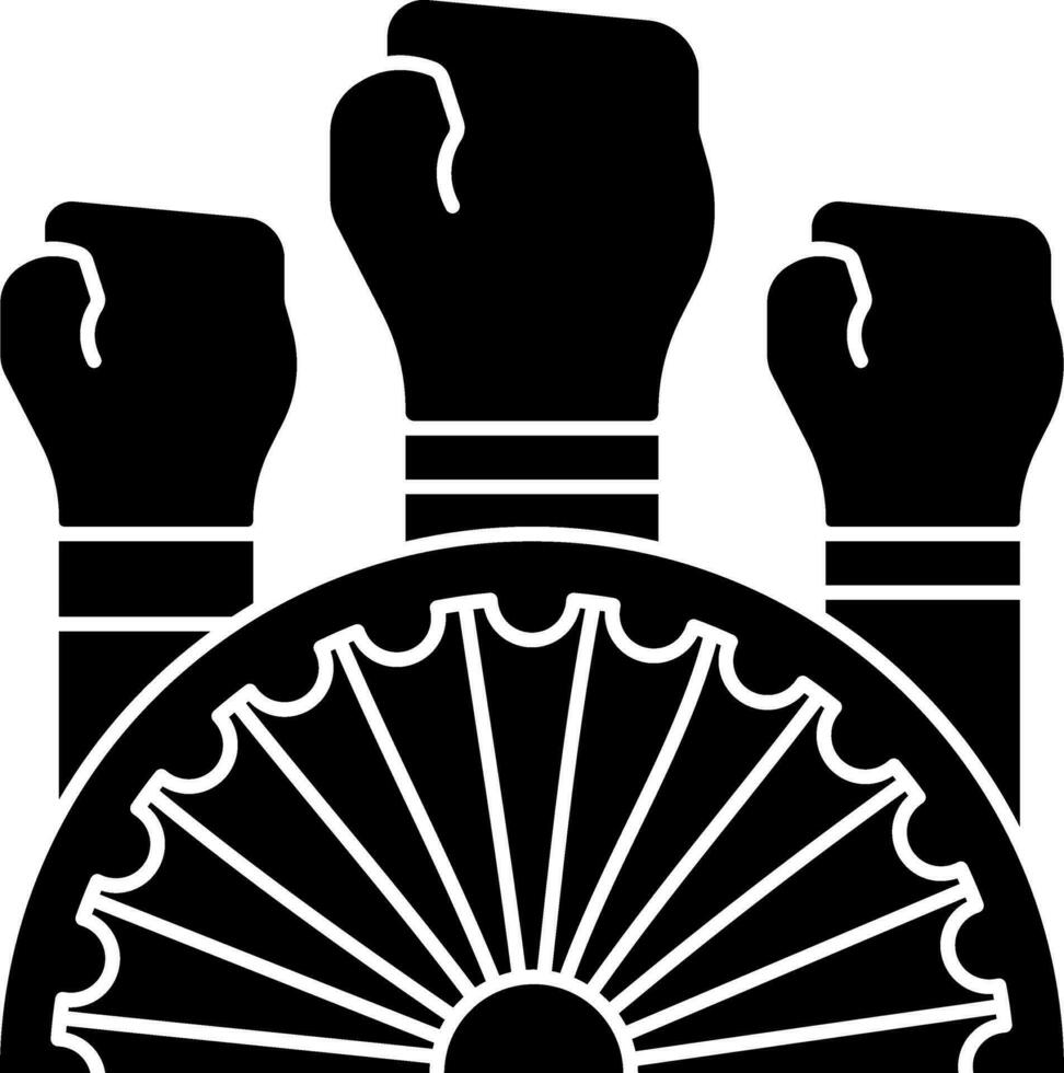 Fist Hands With Ashoka Wheel Icon In Flat Style. vector