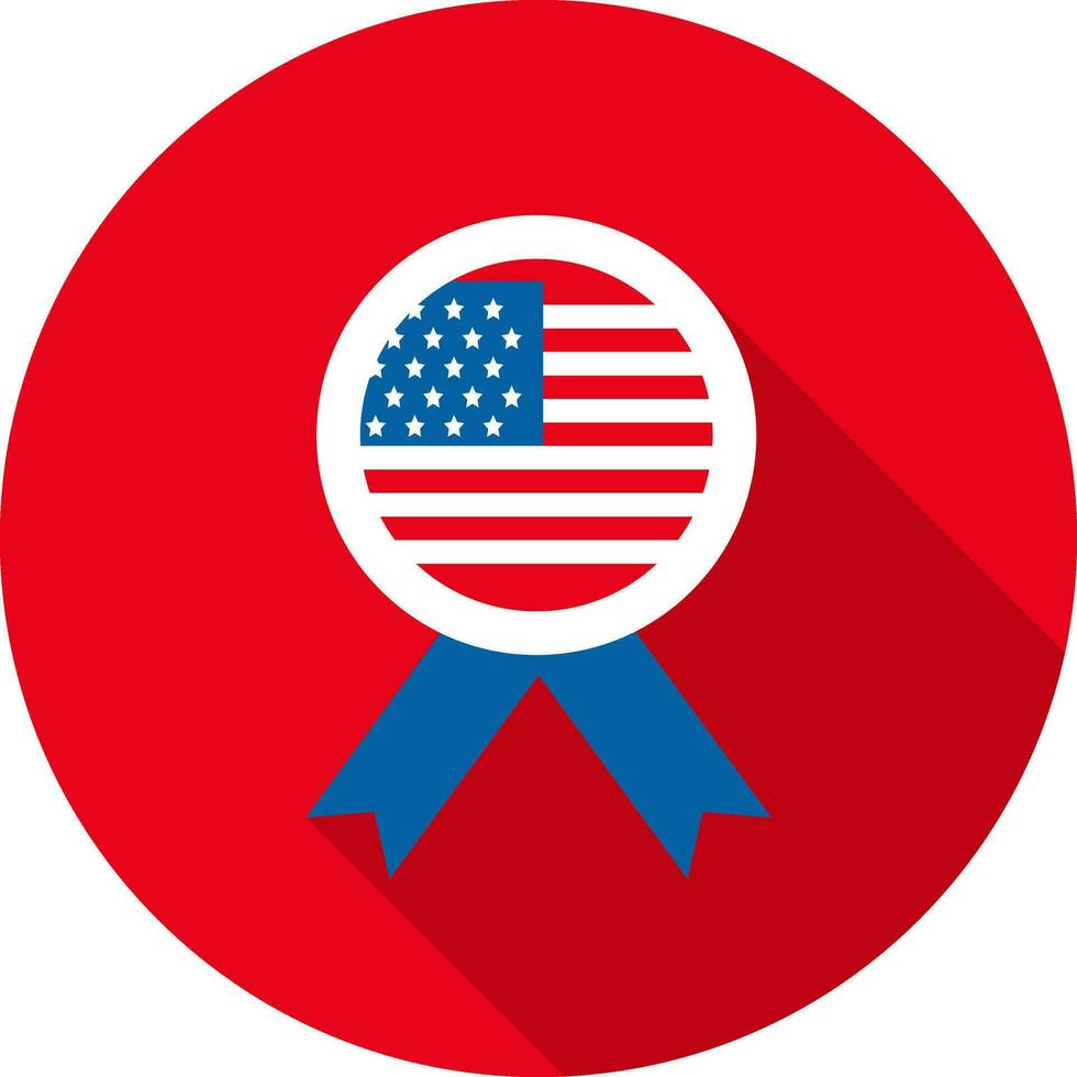 American Badge Icon On Red Background. vector