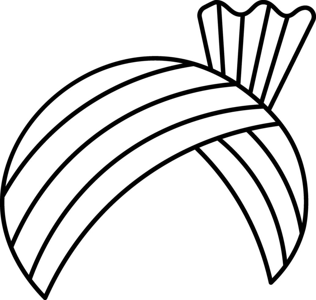 Turban Icon In Black Outline. vector