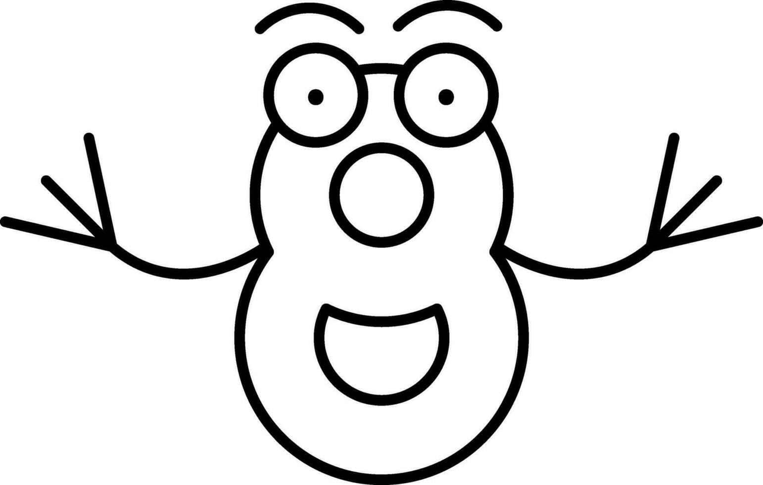 Cartoon Character Eight Numbers Icon in Thin Line Art. vector