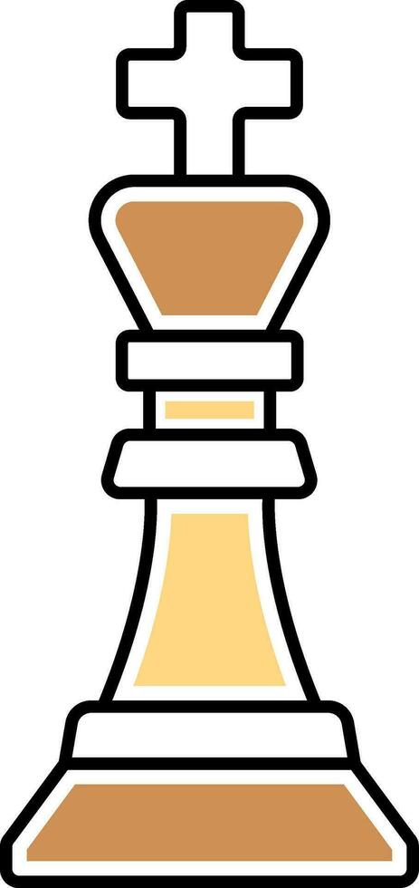 Chess King Brown And Yellow Icon In Flat Style. vector