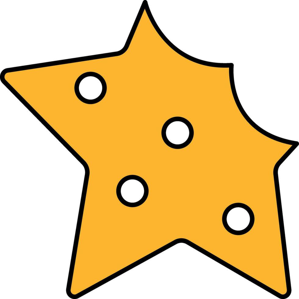 Star Shape Cookie Icon In Yellow Color. vector