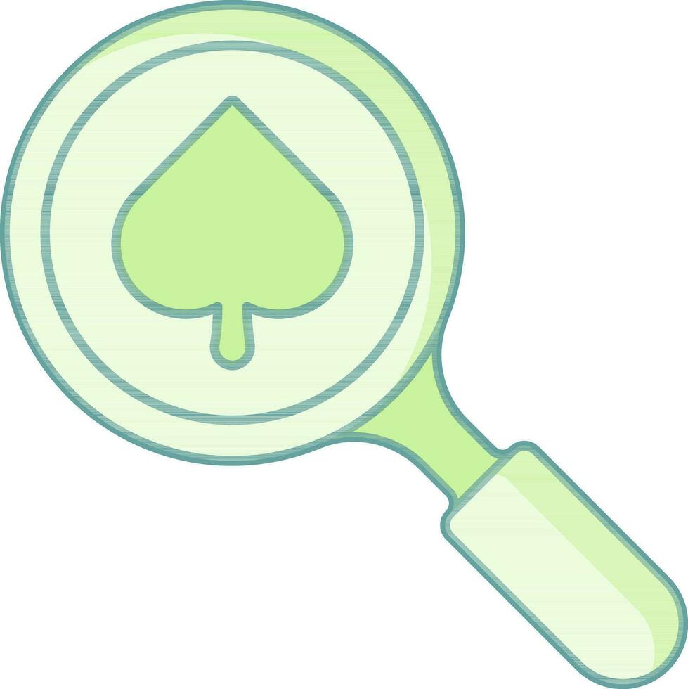 Vector Illustration Of Spade Symbol With Magnifying Glass.