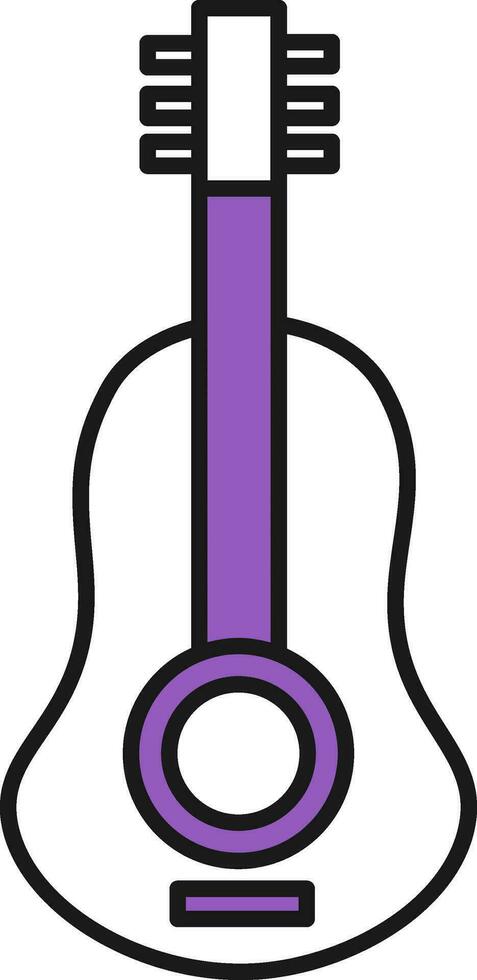 Guitar Icon In Purple And White Color. vector