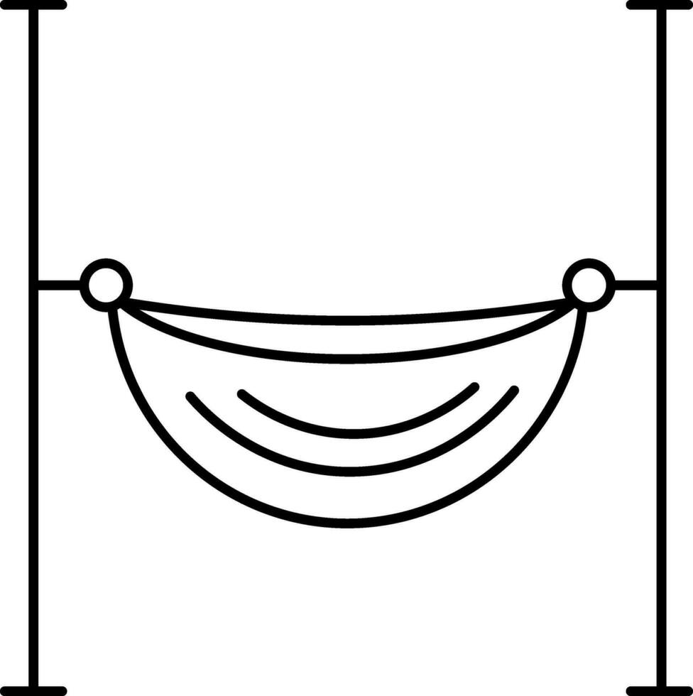 hamaca icono en negro línea Arte. vector